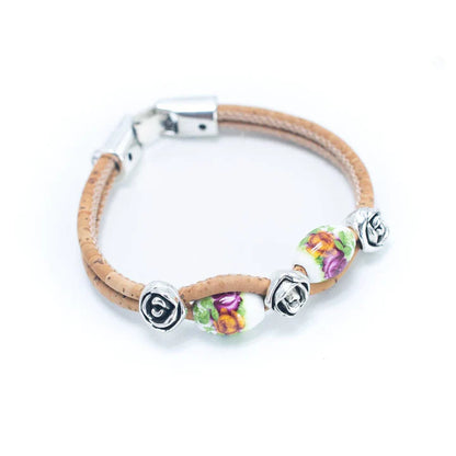 Rose bead Handmade Cork Bracelet