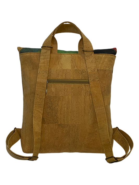 Natural ivy backpack with patchwork