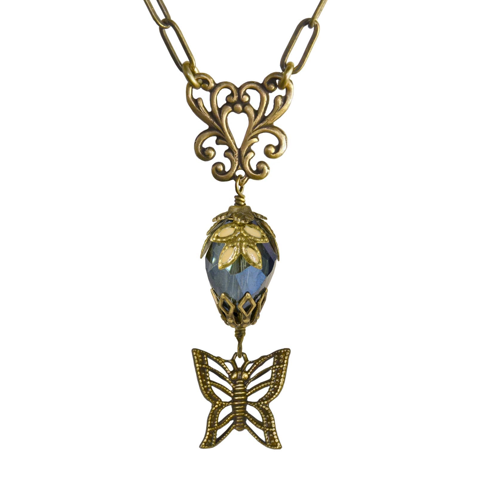 Butterfly Teardrop Crystal Hand Painted Necklace - Fairyland
