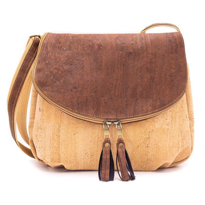 Natural cork with color tassel crossbody bag