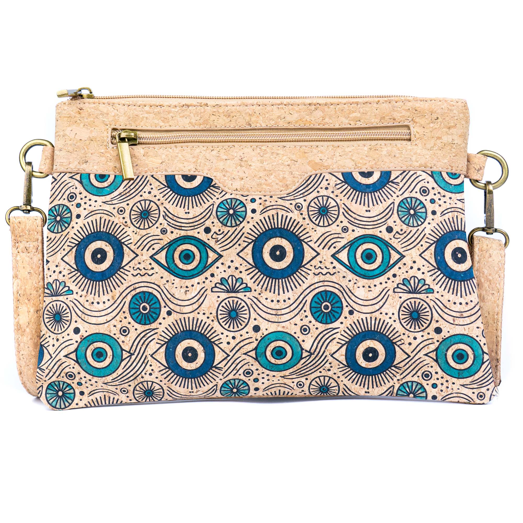 Printed Natural Cork Crossbody Bag & Clutch