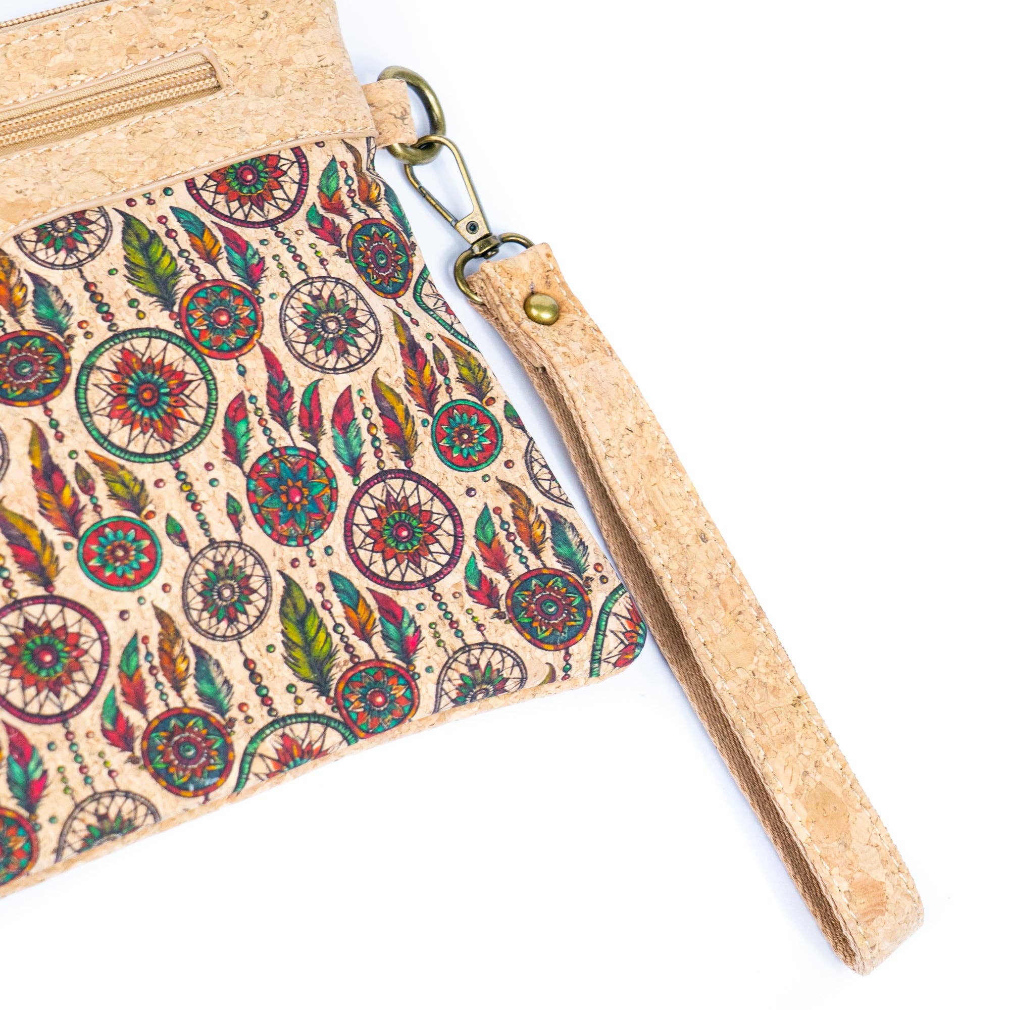 Printed Natural Cork Crossbody Bag & Clutch