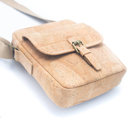 Natural Cork Men's Crossbody Bag Magnetic Closure