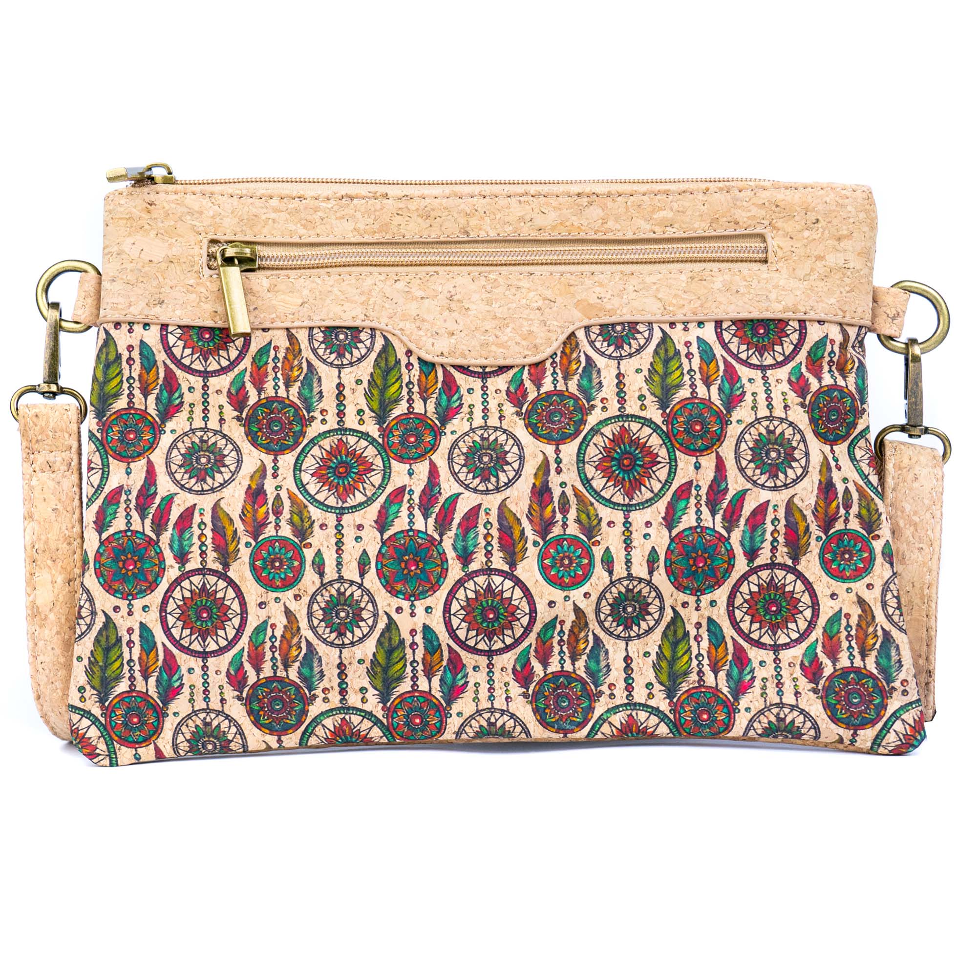 Printed Natural Cork Crossbody Bag & Clutch