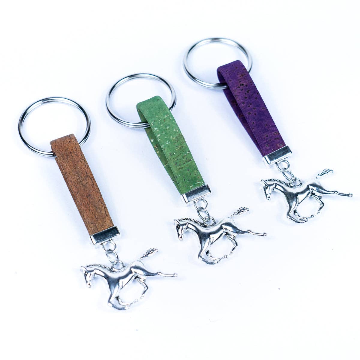 Horse Pendant & Colored cork handmade keychains