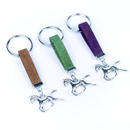 Horse Pendant & Colored cork handmade keychains