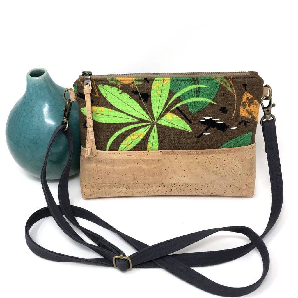 Spring Flowers Organic Cotton & Cork Crossbody