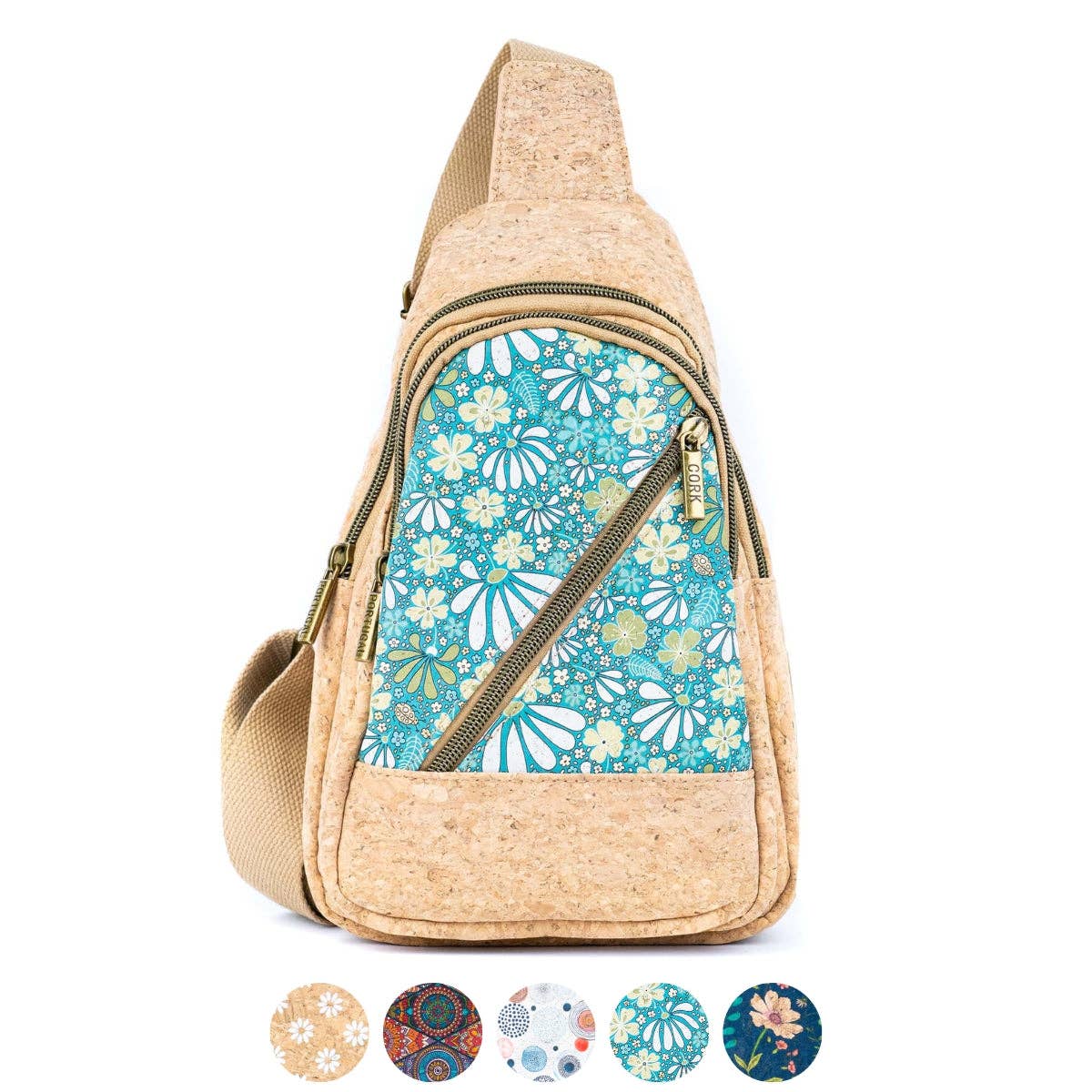 Cork Sling Bag with Printed Front Panel