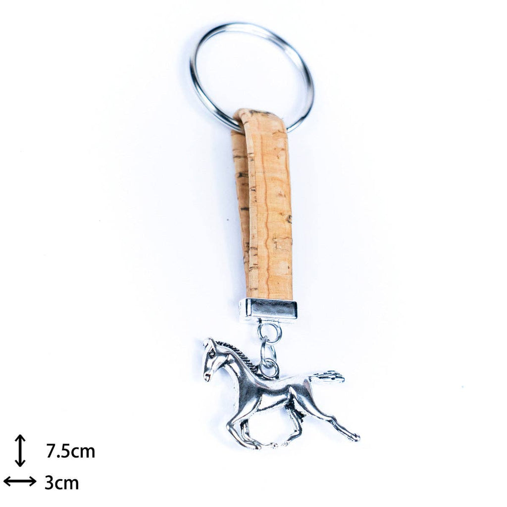 Horse Pendant & Colored cork handmade keychains