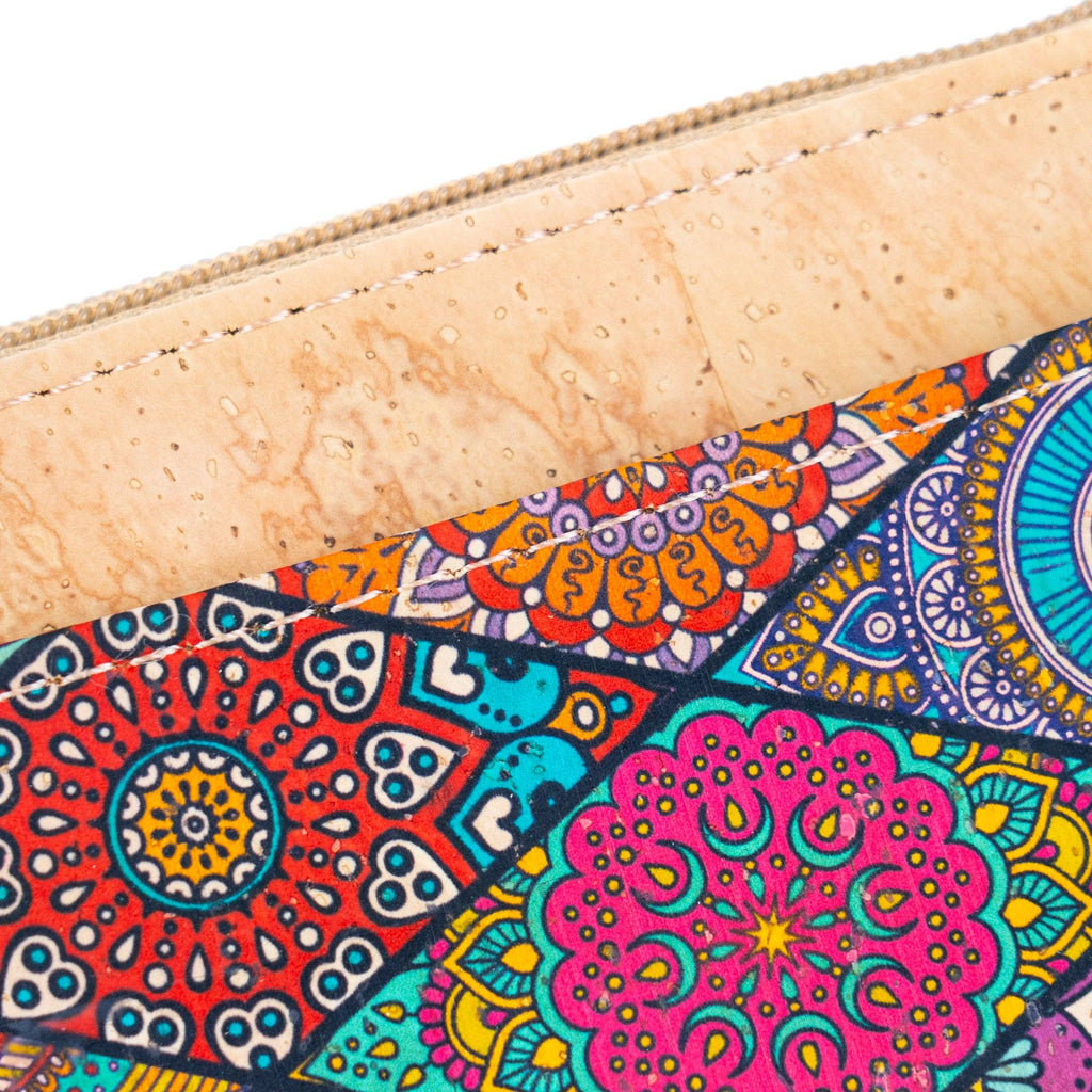 Small Cork Coin Purse with Key Ring – Floral Print