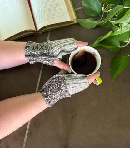 Fingerless Gloves Dark and light grey Upcycled from sweater