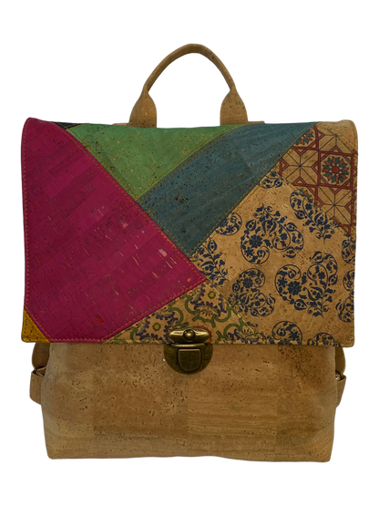 Natural ivy backpack with patchwork