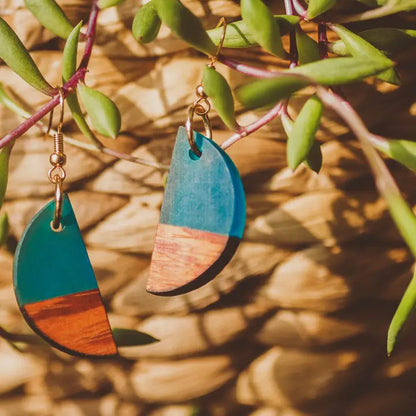 Luna (Blue) Wooden & Resin Earrings