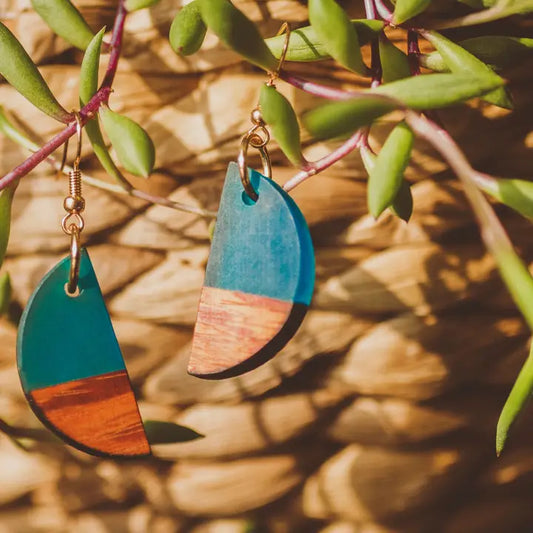 Luna (Blue) Wooden & Resin Earrings