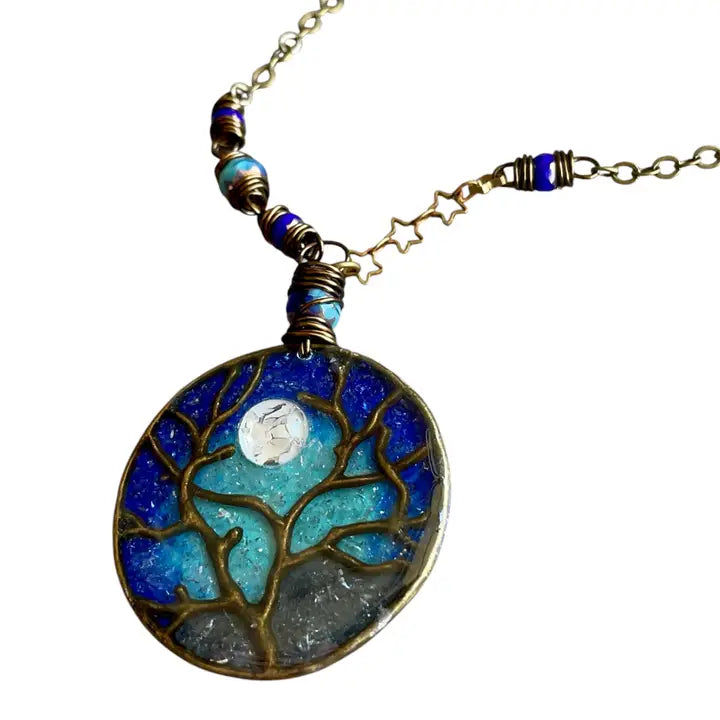 Blue Moon Tree Necklace