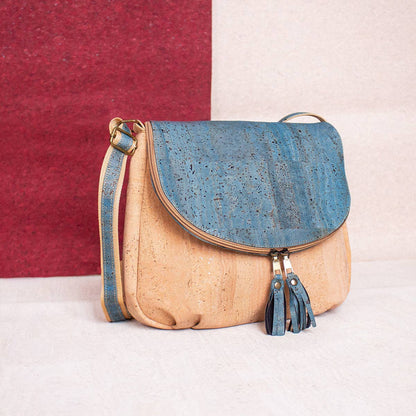 Natural cork with color tassel crossbody bag