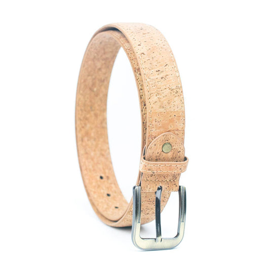 Natural Cork Men's Belt Wide withThick Black Metal
