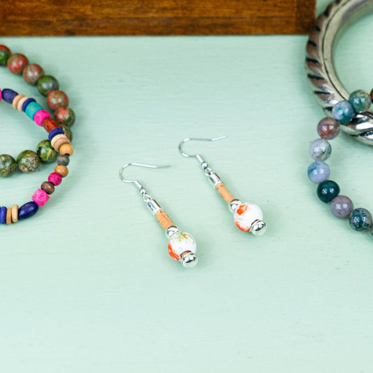 Ceramic beads & Cork handmade earrings