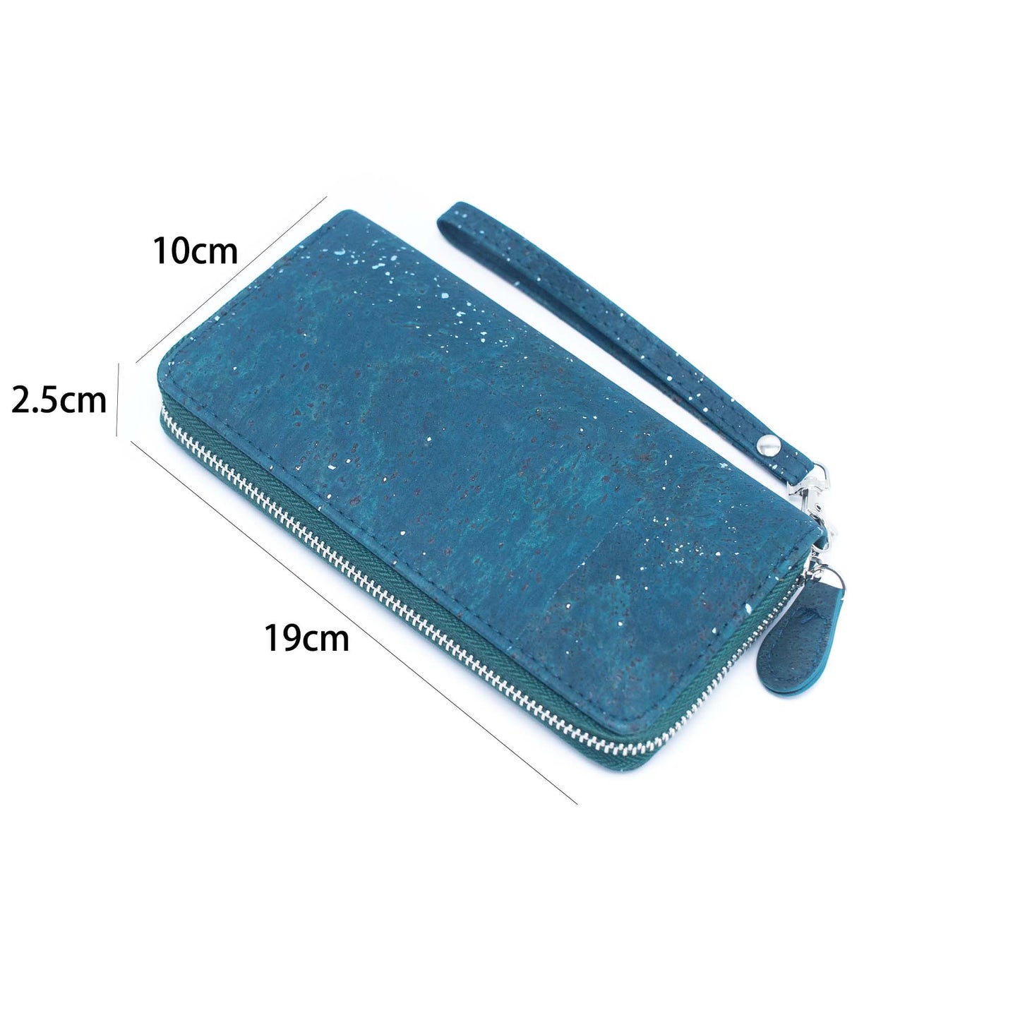Blue mixed with silver accents women cork card wallet