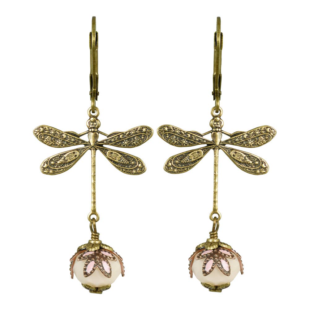 Dragonfly Daze Earrings Artisan Painted Filigree - Fairyland