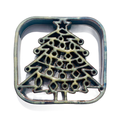 Christmas Tree Trivet - Holiday Stoneware Pottery