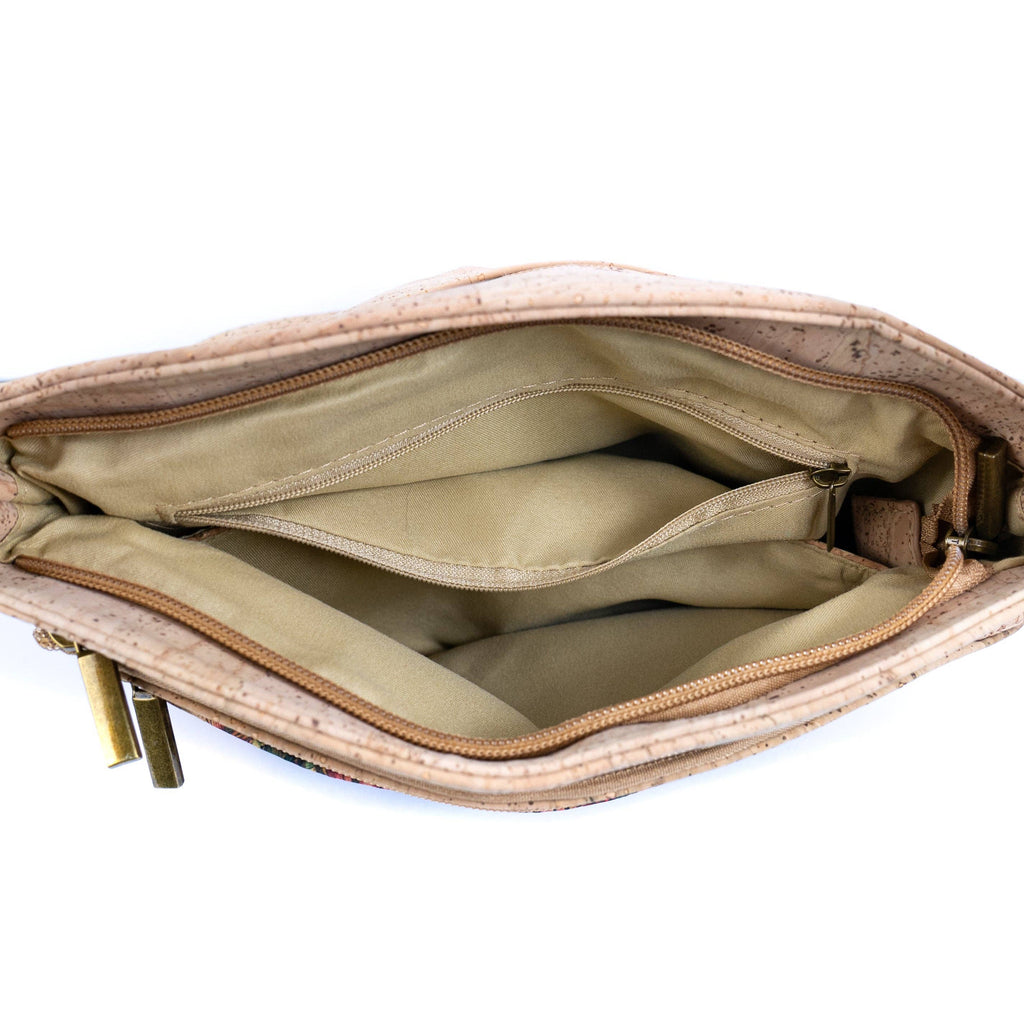 Multi-Pocket Cork Crossbody Bag with Adjustable Shoulder Strap