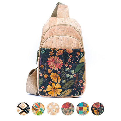 Natural Cork Three-Compartment Sling Bag