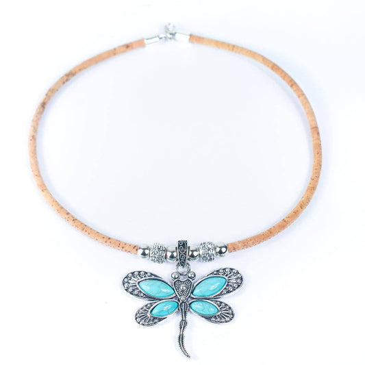 Stone Dragonfly Handmade cork necklace