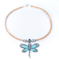 Stone Dragonfly Handmade cork necklace