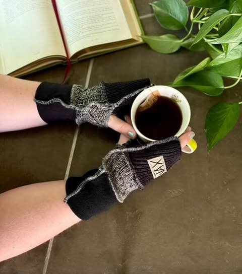 Fingerless Gloves Solid Color(s) rainbow Upcycled from sweaters