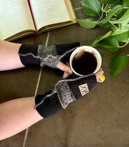 Fingerless Gloves Solid Color(s) rainbow Upcycled from sweaters