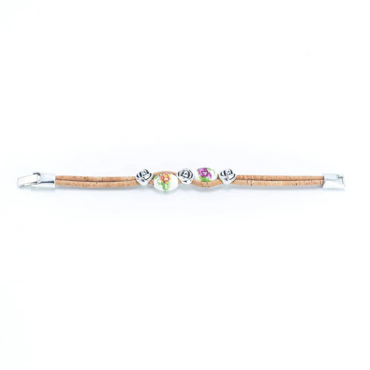 Rose bead Handmade Cork Bracelet