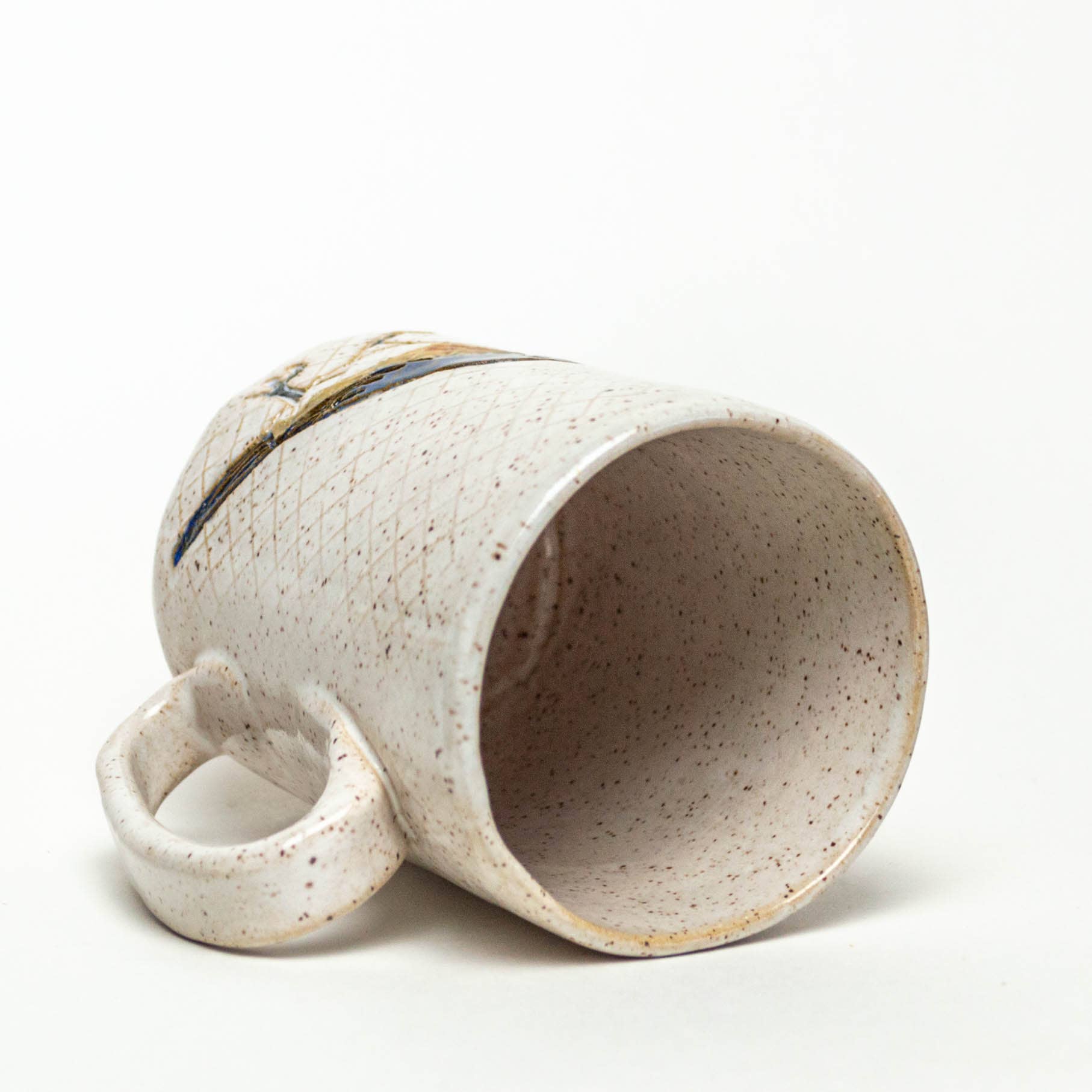 Blue Bird Pattern White Mug