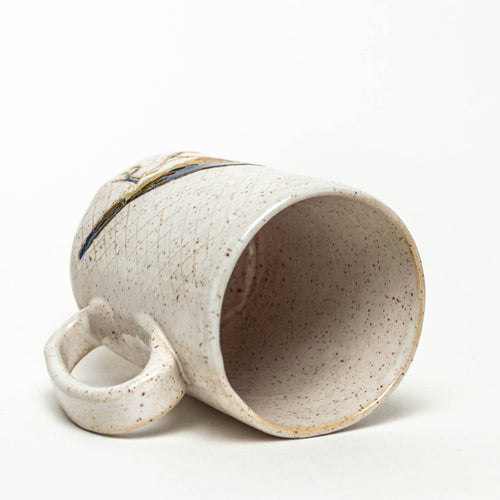 Blue Bird Pattern White Mug
