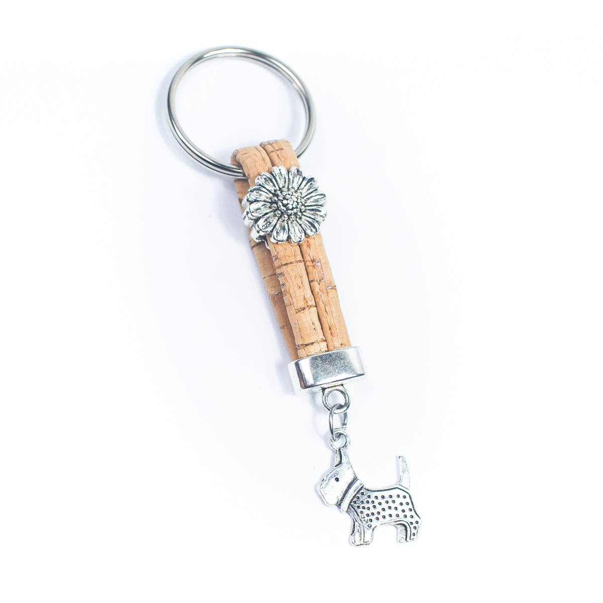 Dog Pendant & Colored cork Handmade Keychain