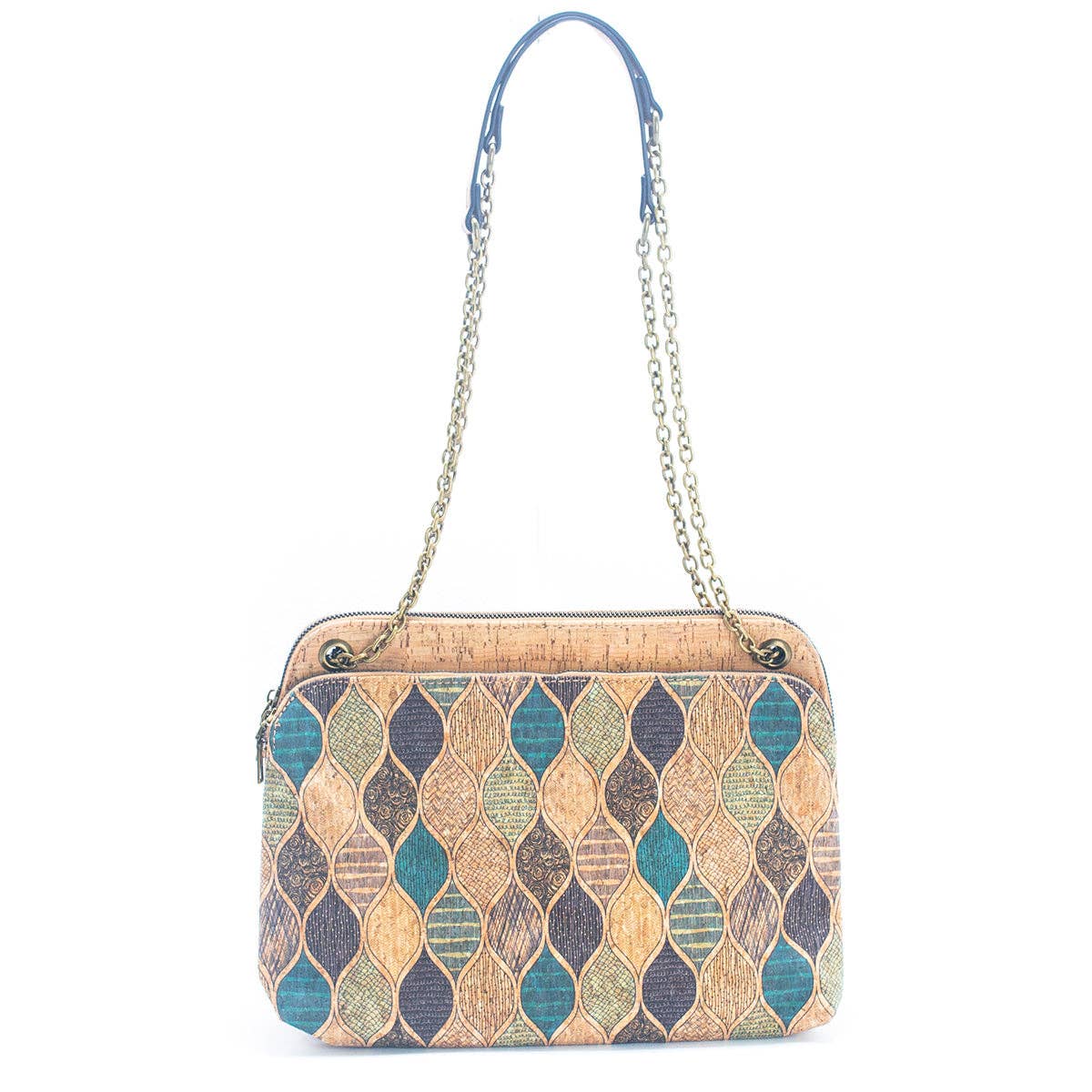 Messenger Patterned Natural Cork bag