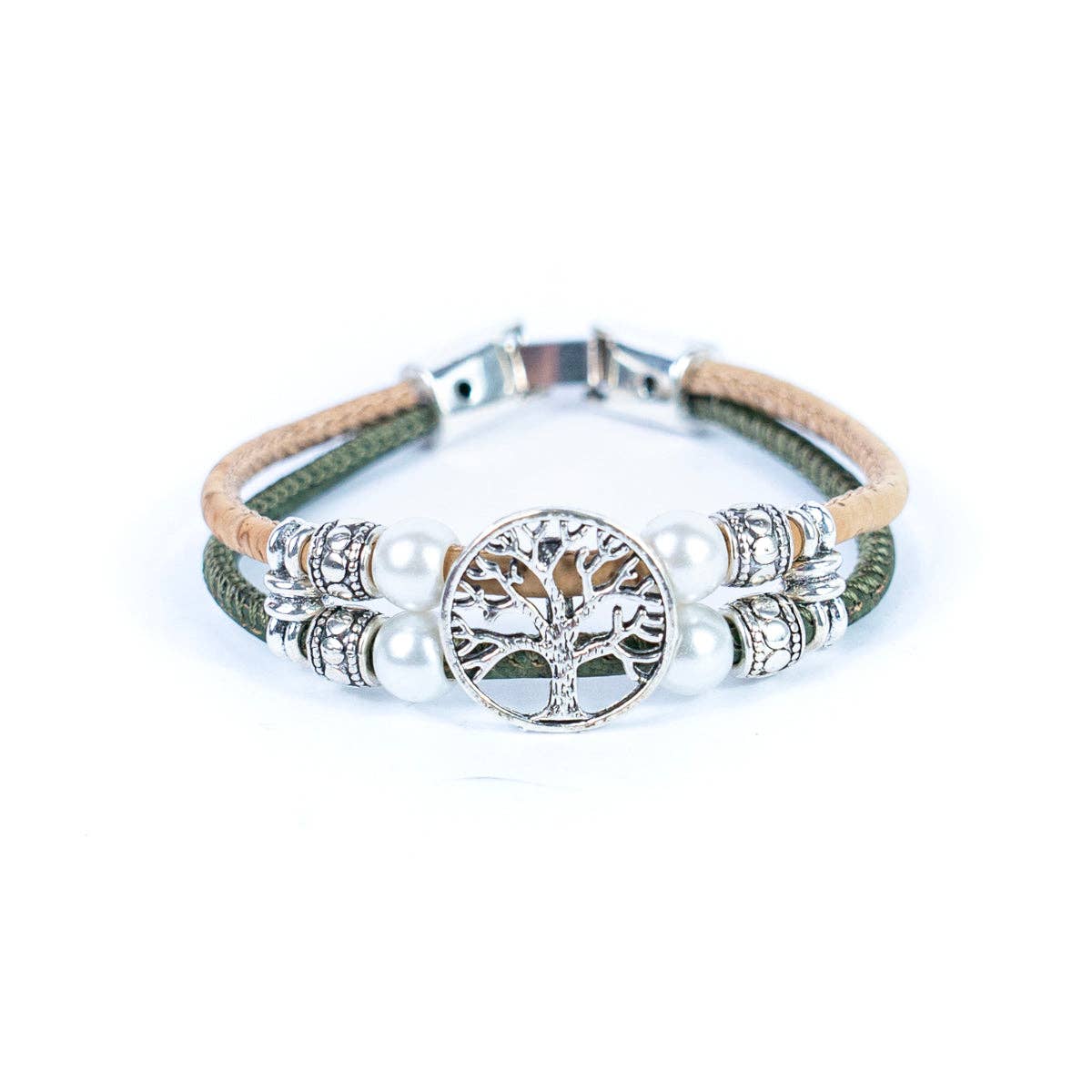 Tree of life & Colored cork  Handmade bracelet