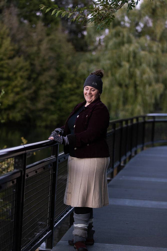 Legwarmers Cream and Grey Upcycled from Sweaters