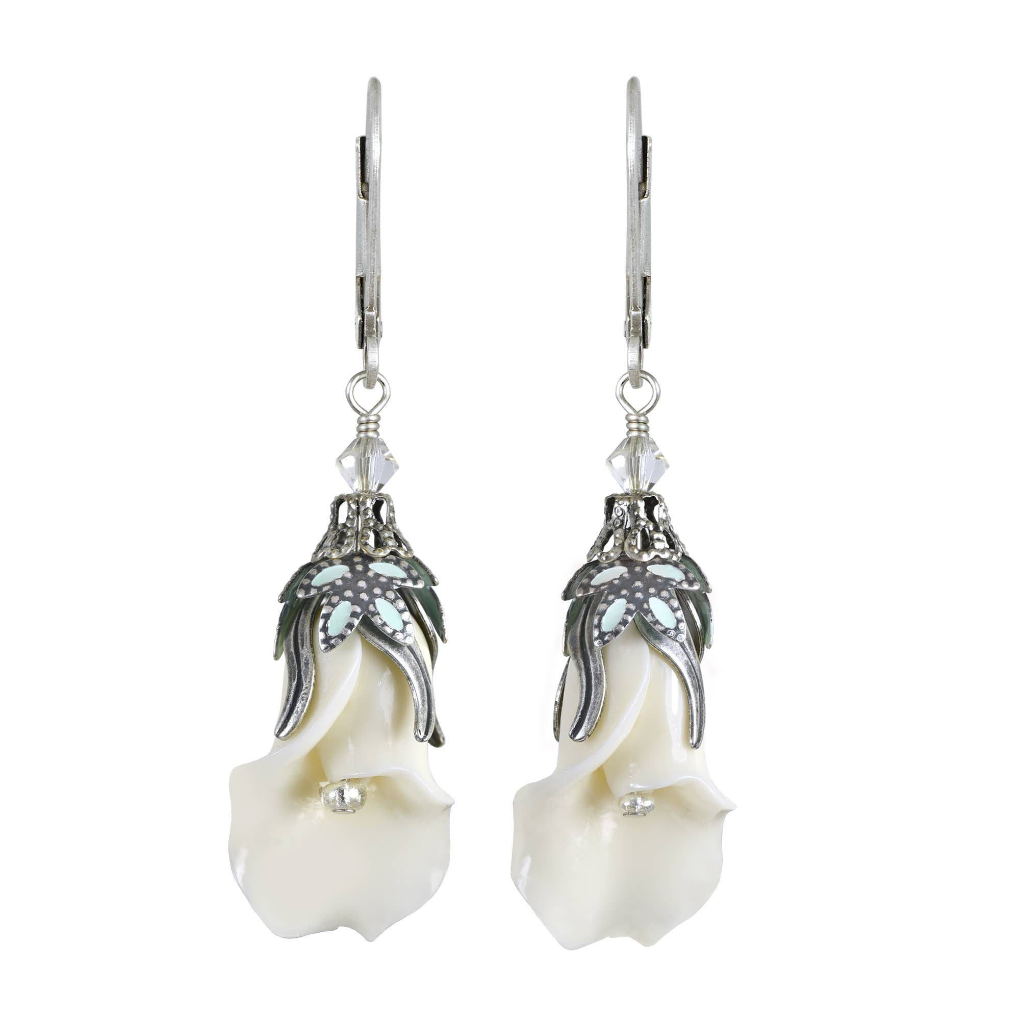Peaceful Floral Earrings with Hand-Painted Leaves - Fairyland
