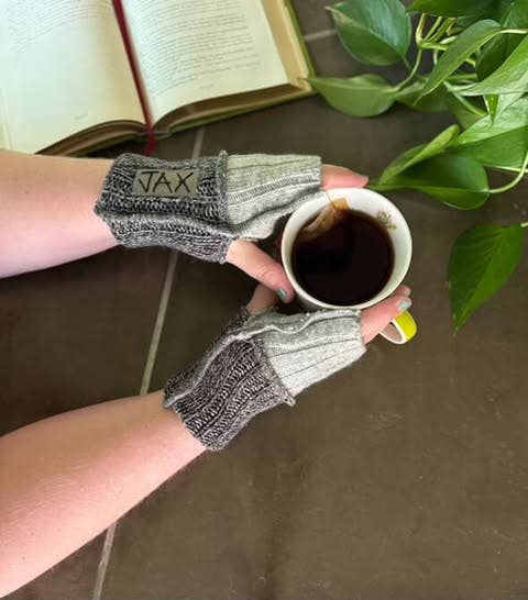 Fingerless Gloves Dark and light grey Upcycled from sweater