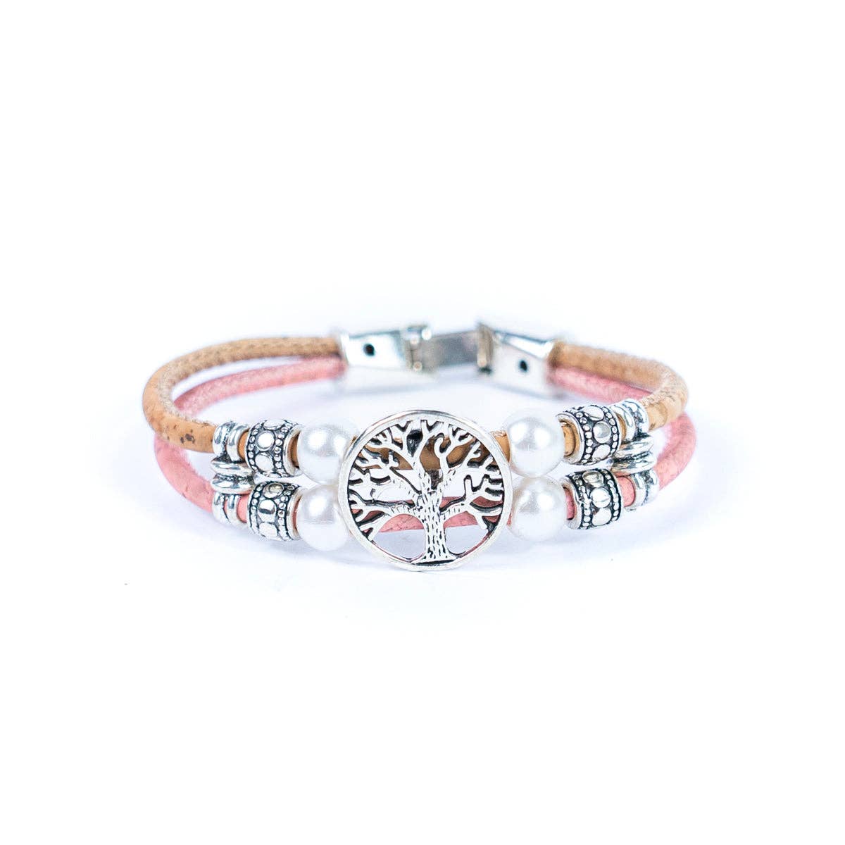 Tree of life & Colored cork  Handmade bracelet