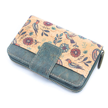 Turquoise Color Ladies Pattern Cork wallet