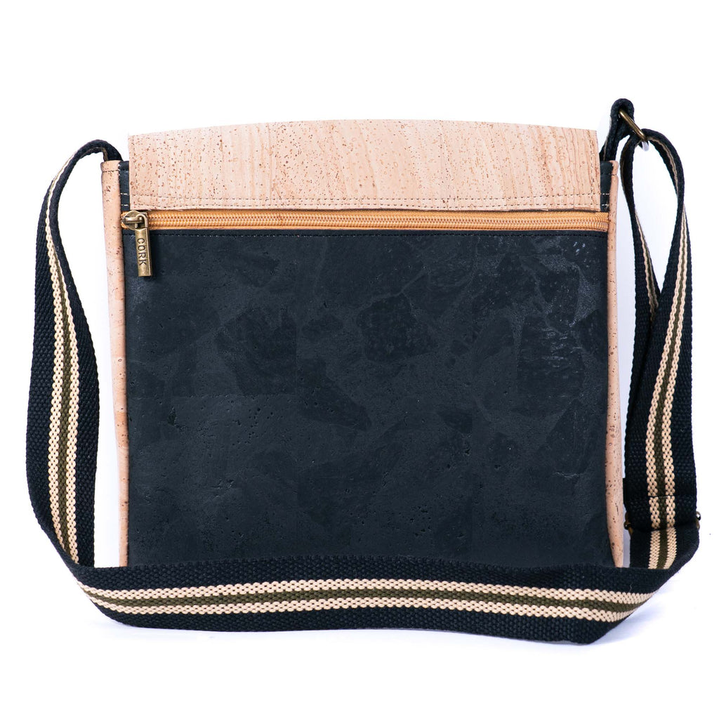 Natural & Black Cork Crossbody Bag