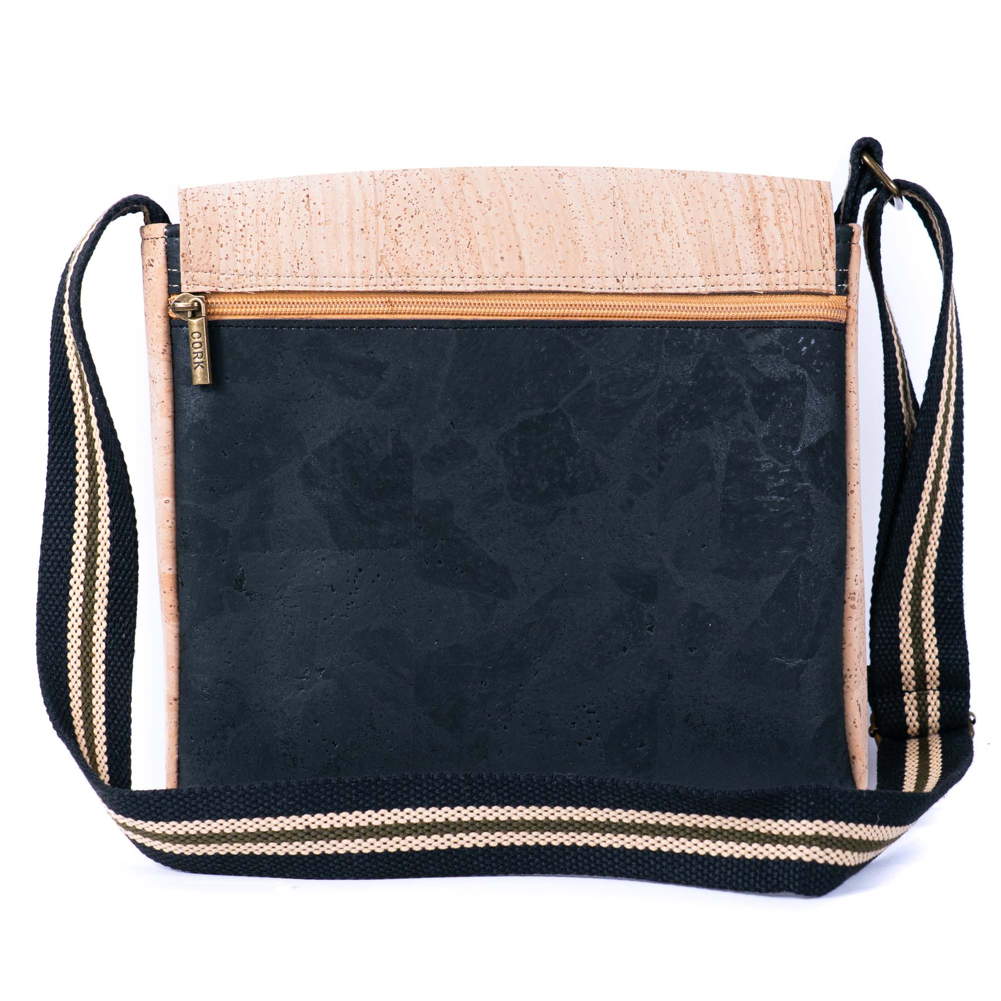Natural & Black Cork Crossbody Bag