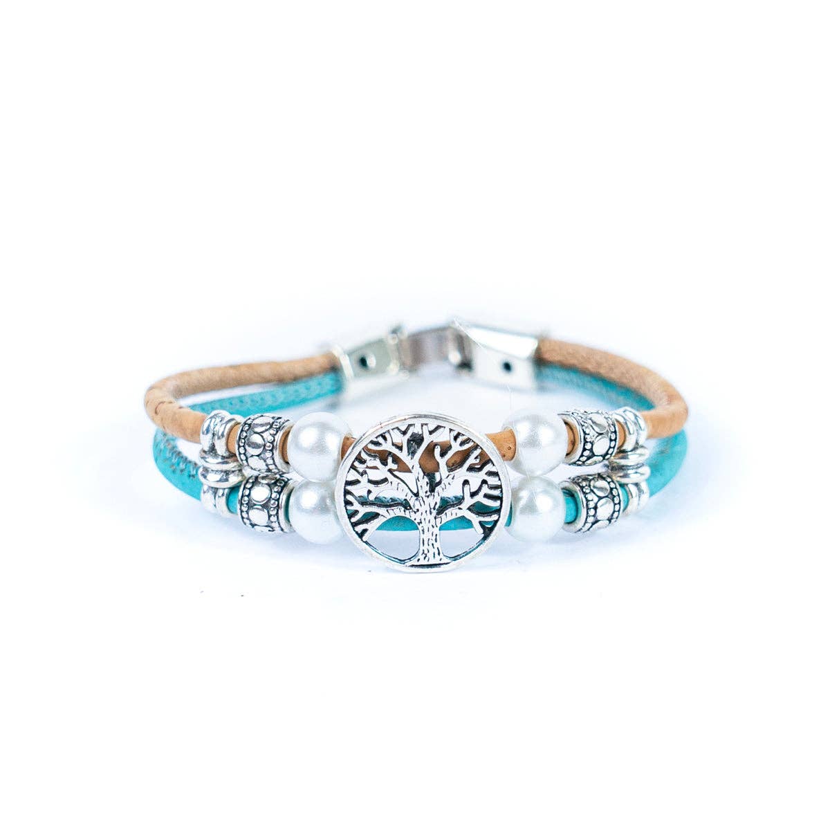 Tree of life & Colored cork  Handmade bracelet