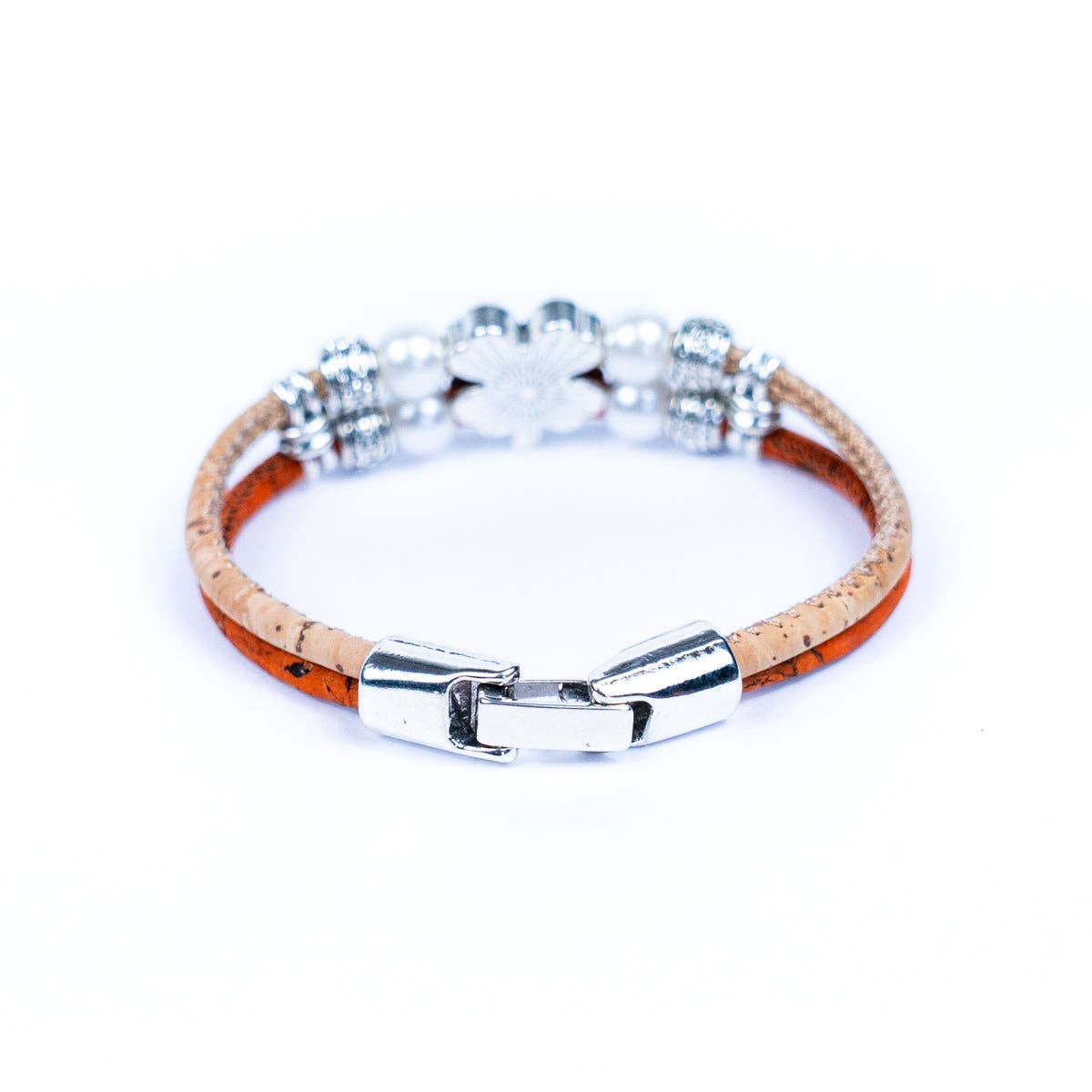 Flower Dual Color cork handmade Bracelet