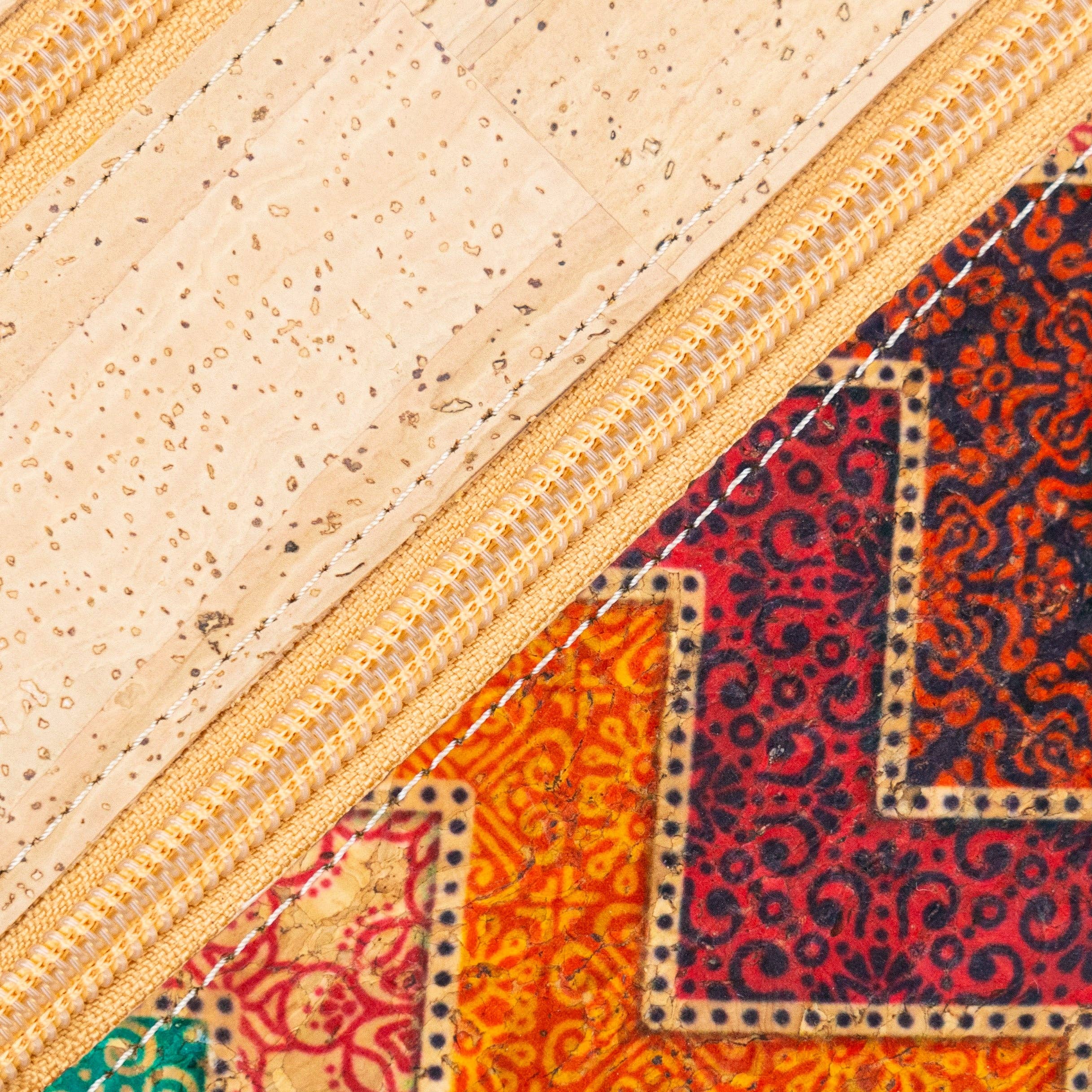 Cork Women's Double Zip Flower print Crossbody Bag