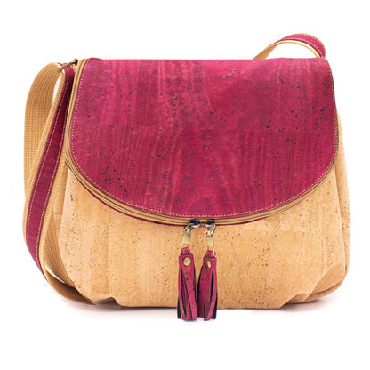 Natural cork with color tassel crossbody bag