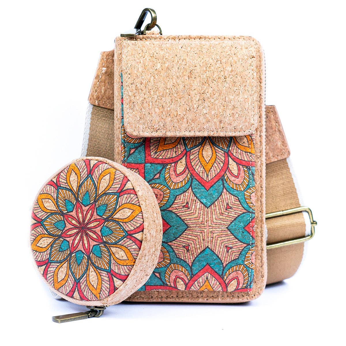 Natural Cork Women's Printed Phone Pouch & Coin purse