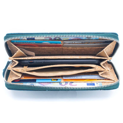 Blue mixed with silver accents women cork card wallet